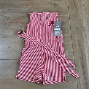 Garb Girls Alabama Script A Sophia Seersucker Romper - Red and White - 3T - NWT